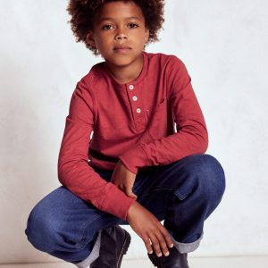 Everyday Henley T-shirt-Pomegranate red