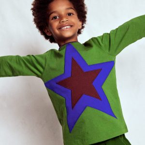 Star Appliqu?? T-shirt-Broccoli Green Star