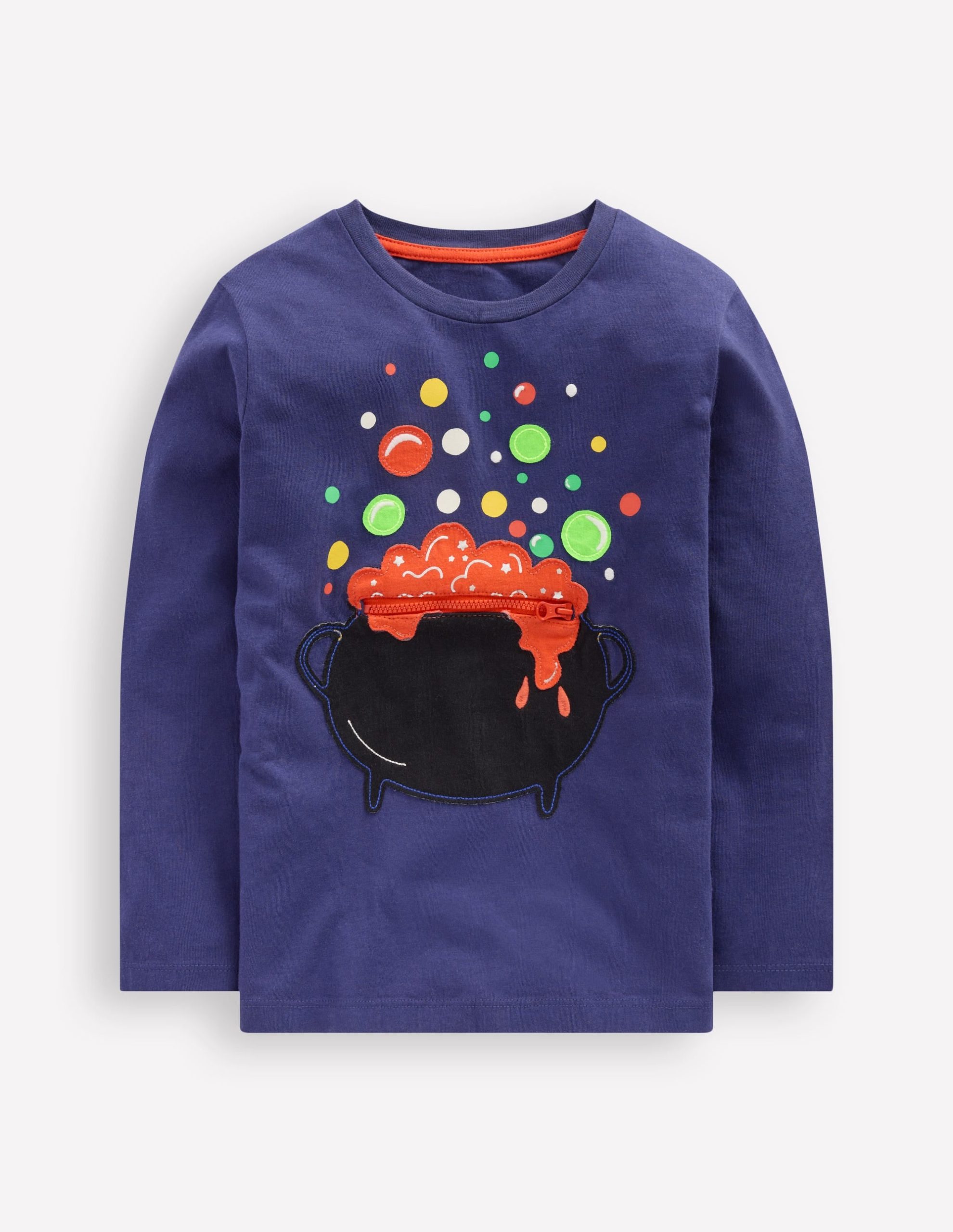 Zip Detail Appliqu?? T-shirt-Starboard Blue Caldron