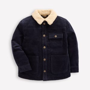Borg Lined Cord Jacket-College Navy