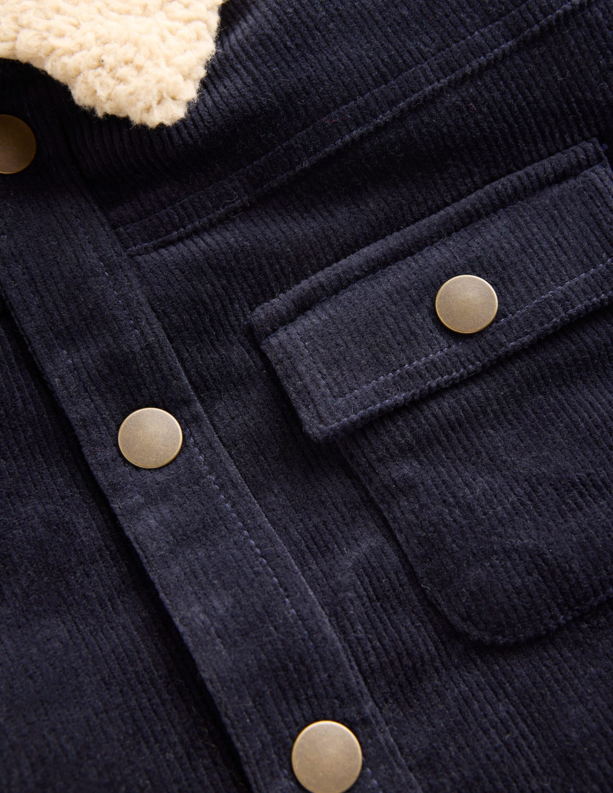 Borg Lined Cord Jacket-College Navy - Image 3