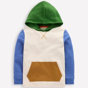 Hooded Mid-weight T-shirt-Oatmeal Marl/ Blue River