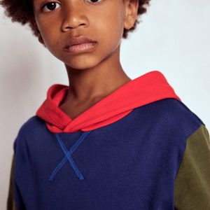 Hooded Mid-weight T-shirt-Starboard Blue/ Woodland Green