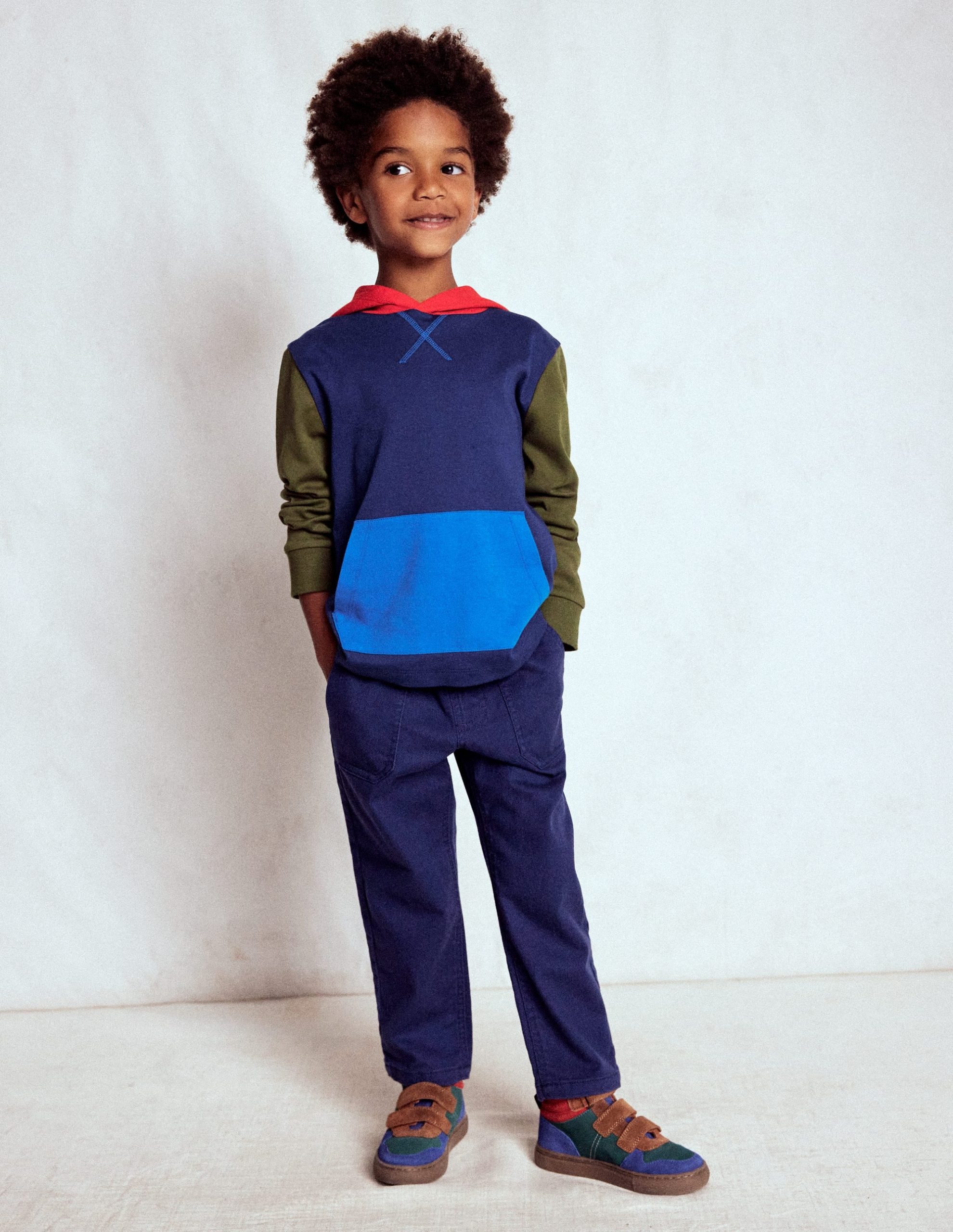 Hooded Mid-weight T-shirt-Starboard Blue/ Woodland Green - Image 3