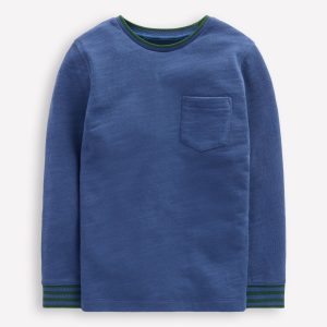 Cosy Mid-weight T-shirt-Denim Blue/ Emerald Night