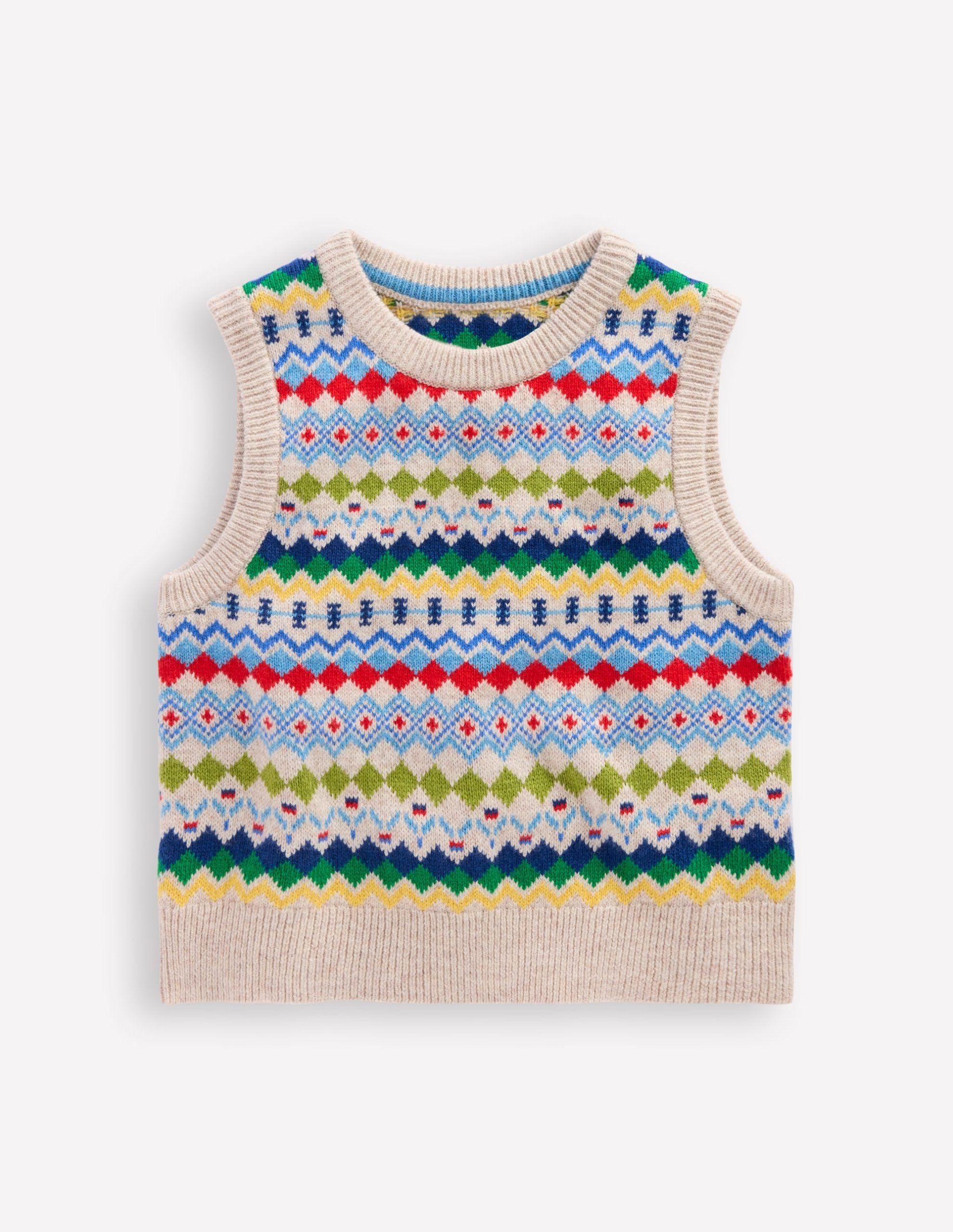 Fair Isle Sweater Vest-Oatmeal Marl Fair Isle - Image 2