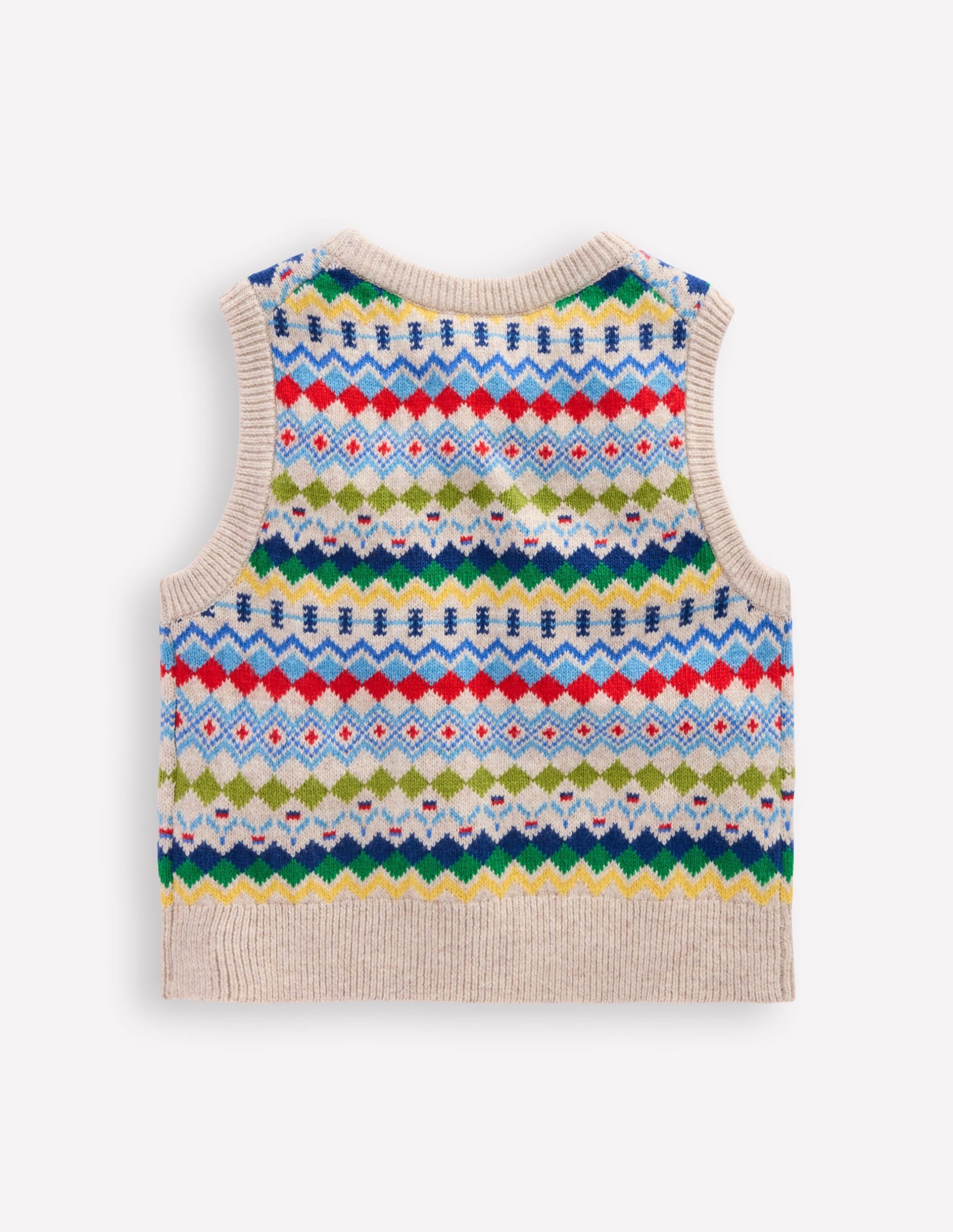 Fair Isle Sweater Vest-Oatmeal Marl Fair Isle - Image 3