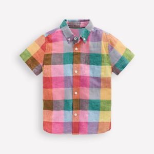 Cotton Linen Shirt-Multi Gingham