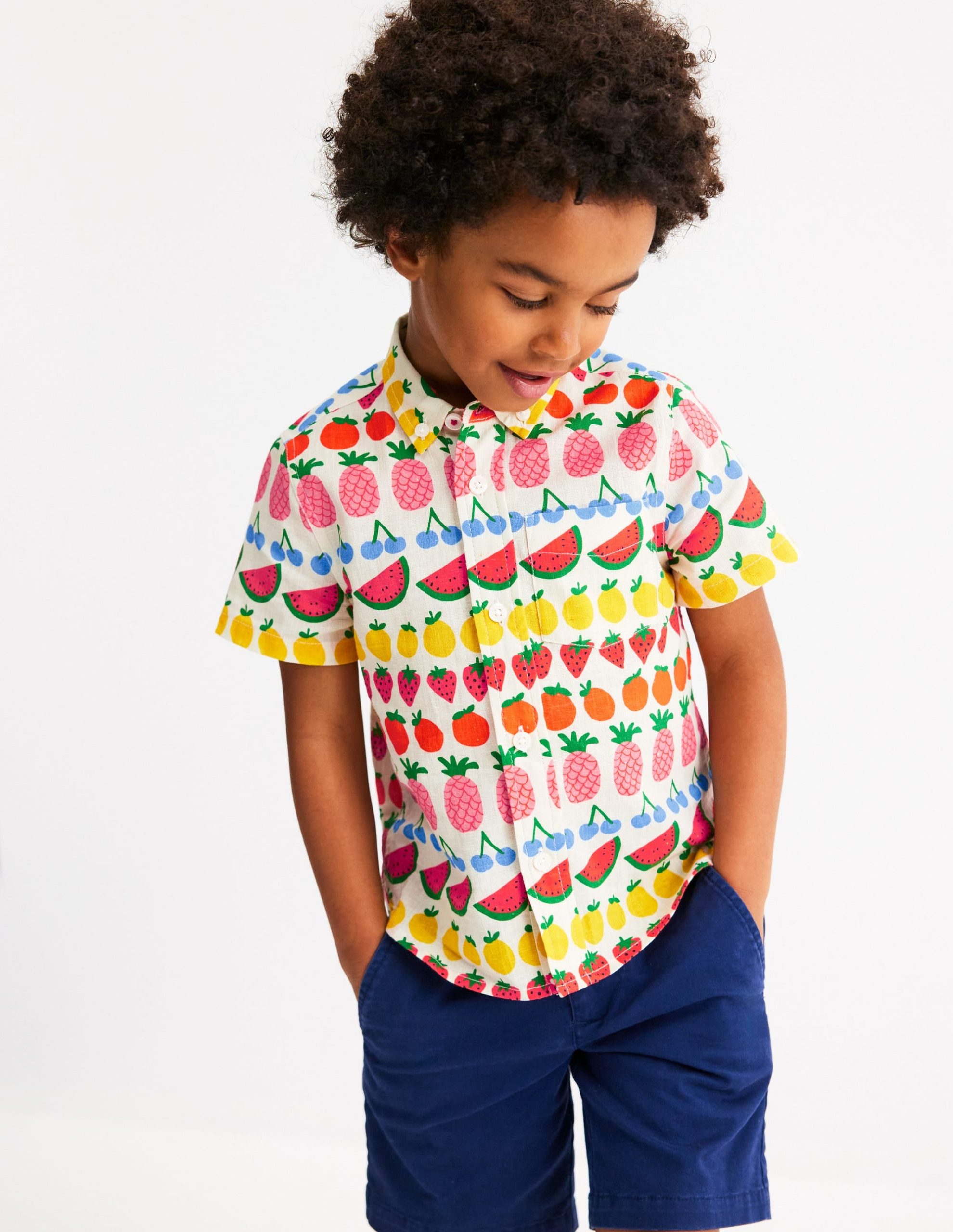 Cotton Linen Shirt-Fruit Stripe - Image 3