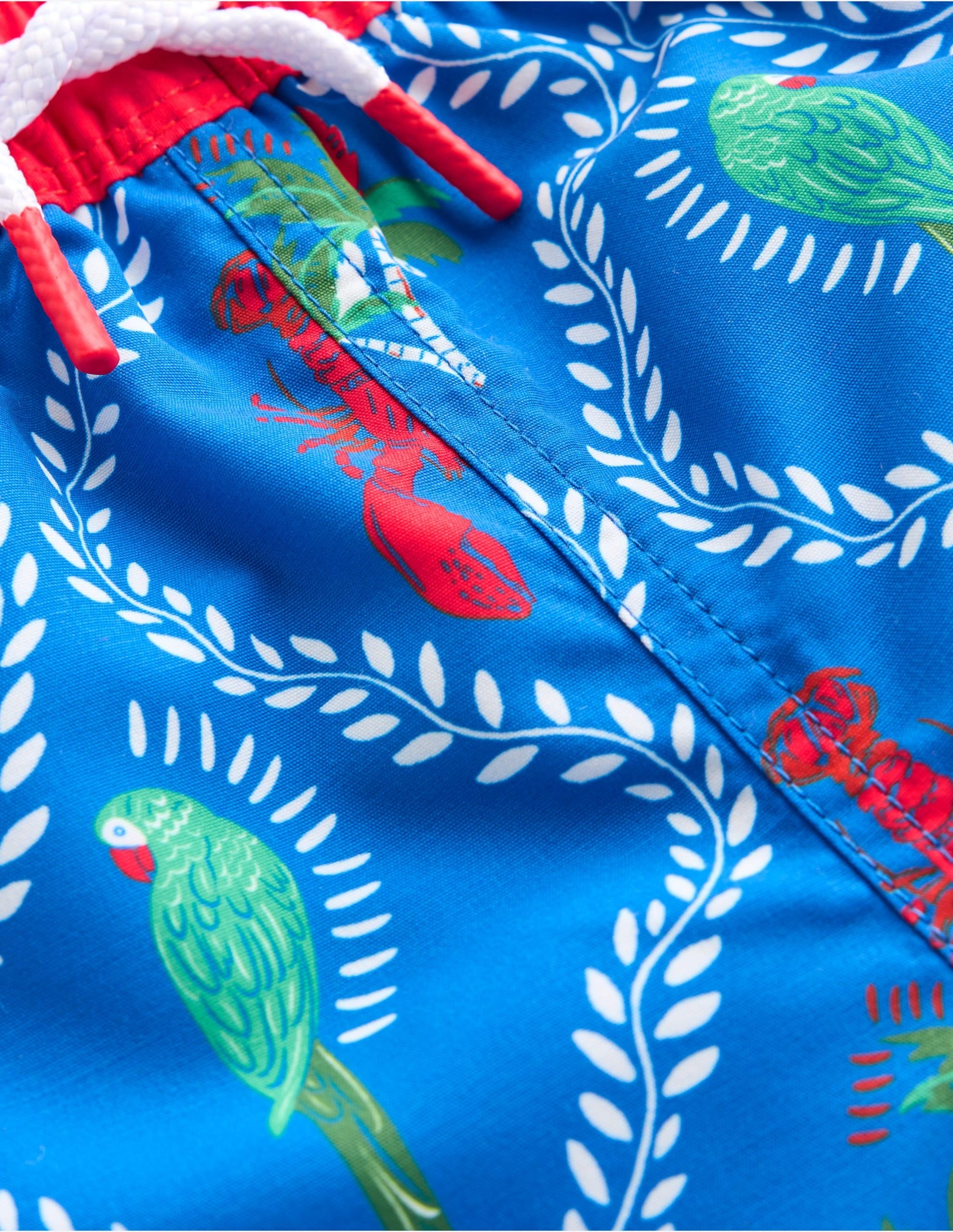 Swim Shorts-Bright Blue Tropical Tile - Image 4