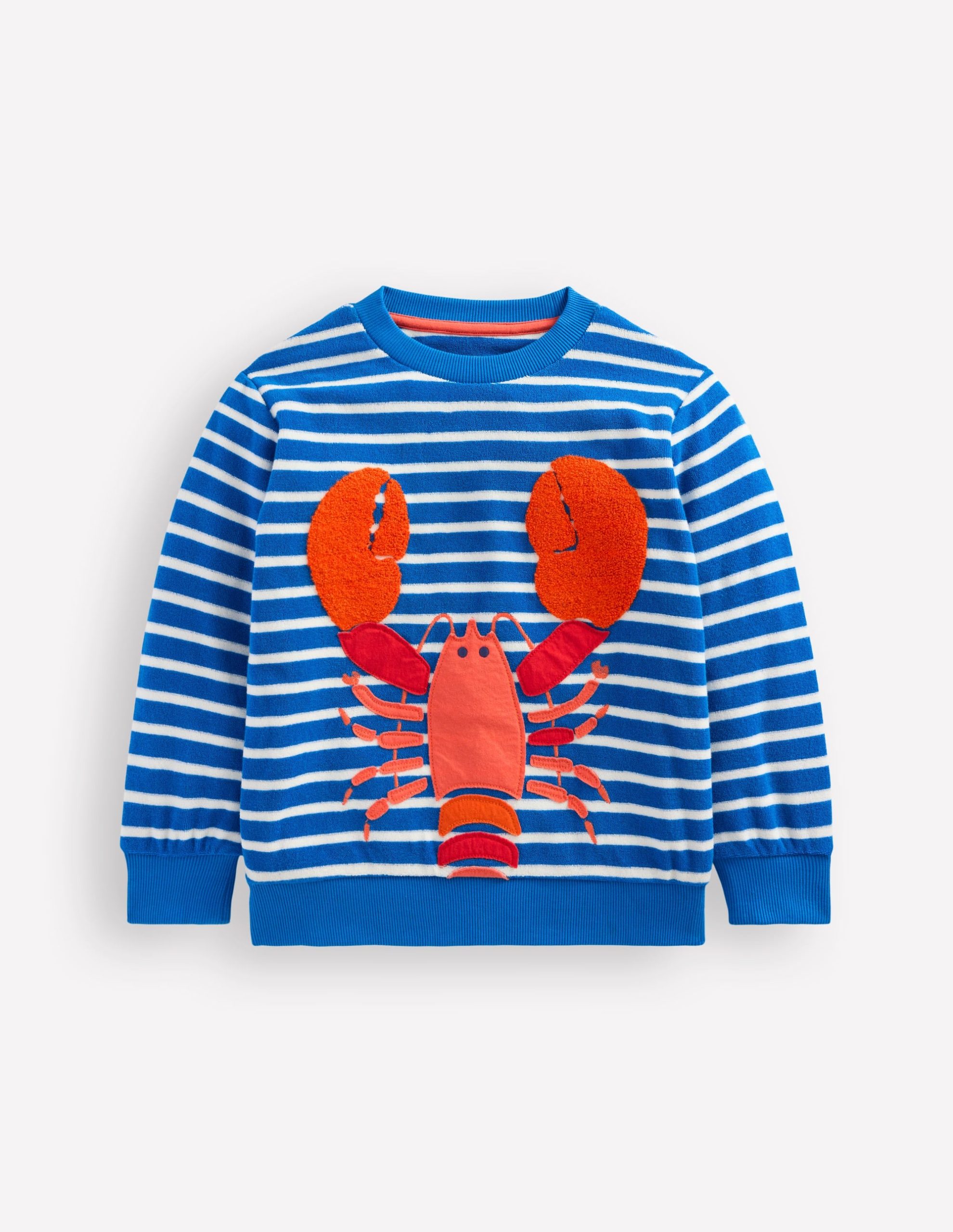 Fun Towelling Sweatshirt-Blue and Ivory Lobster