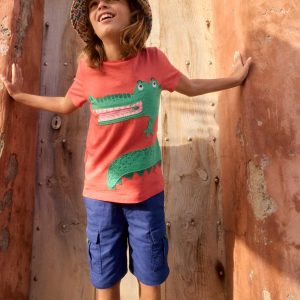 Zip Applique T-shirt-Kiln Orange Crocodile