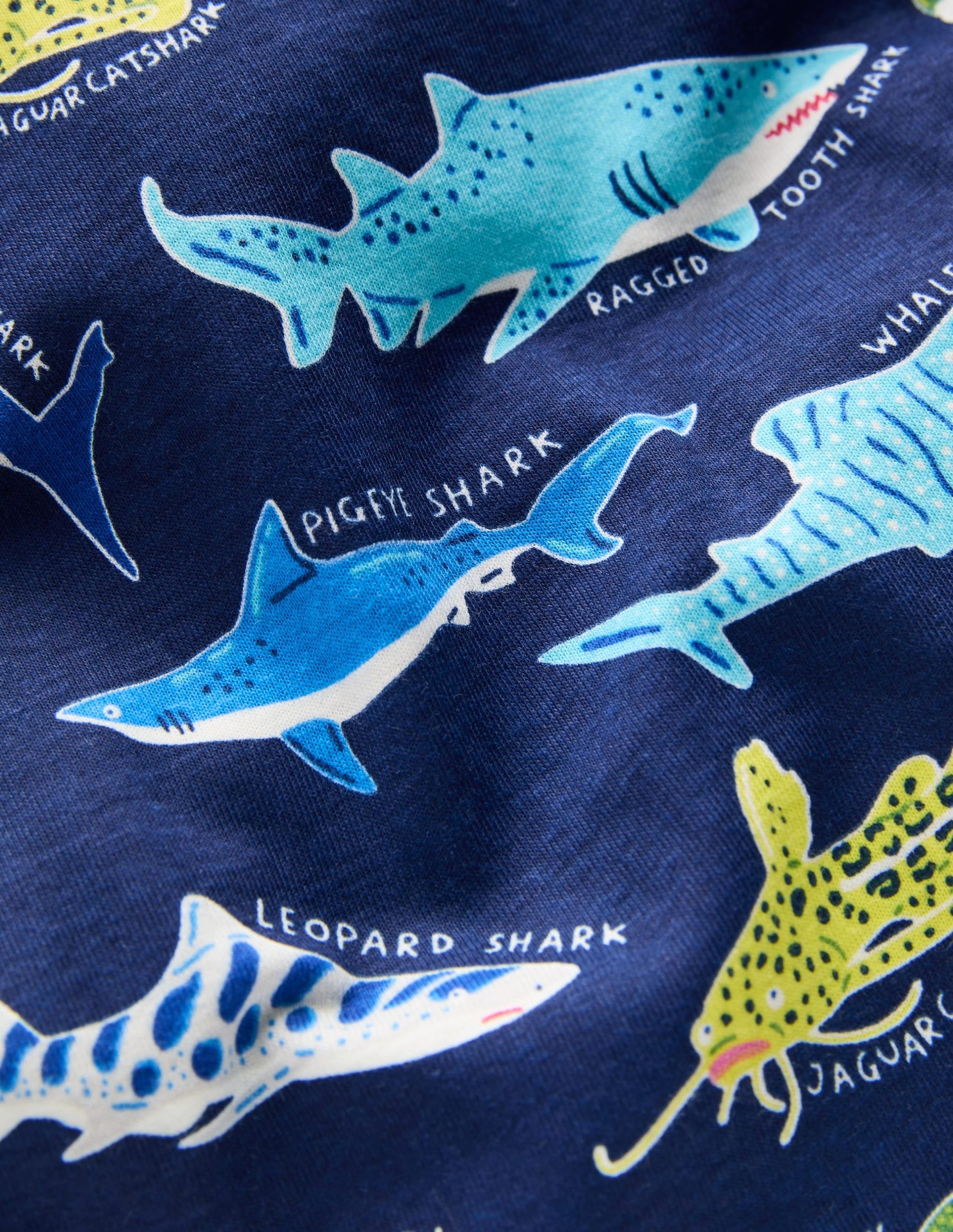 Snug Short John Glow Pyjamas-College Navy Sharks - Image 3