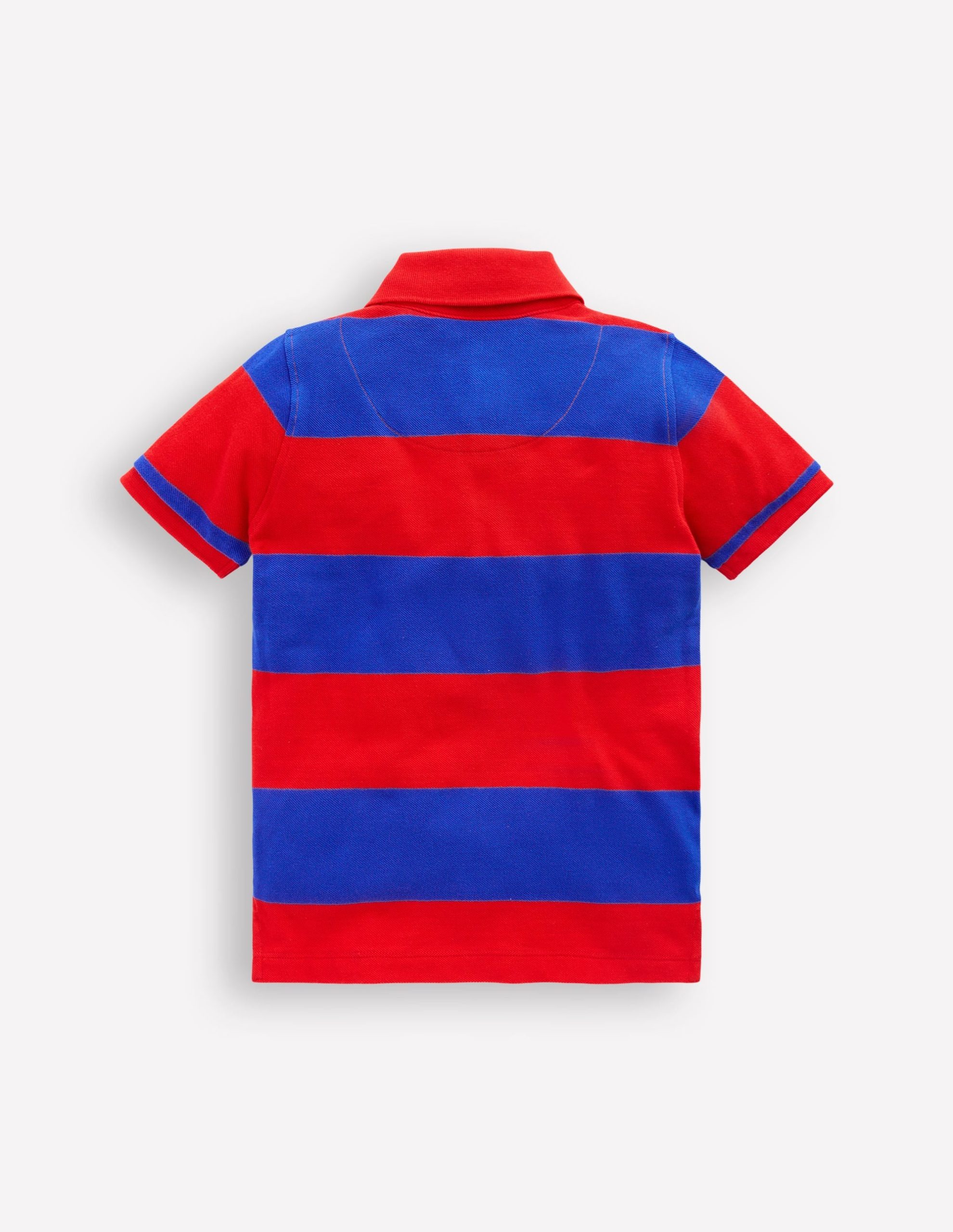 Piqu?? Polo Shirt-Poppy Red/ Gallery Blue Stripe - Image 2