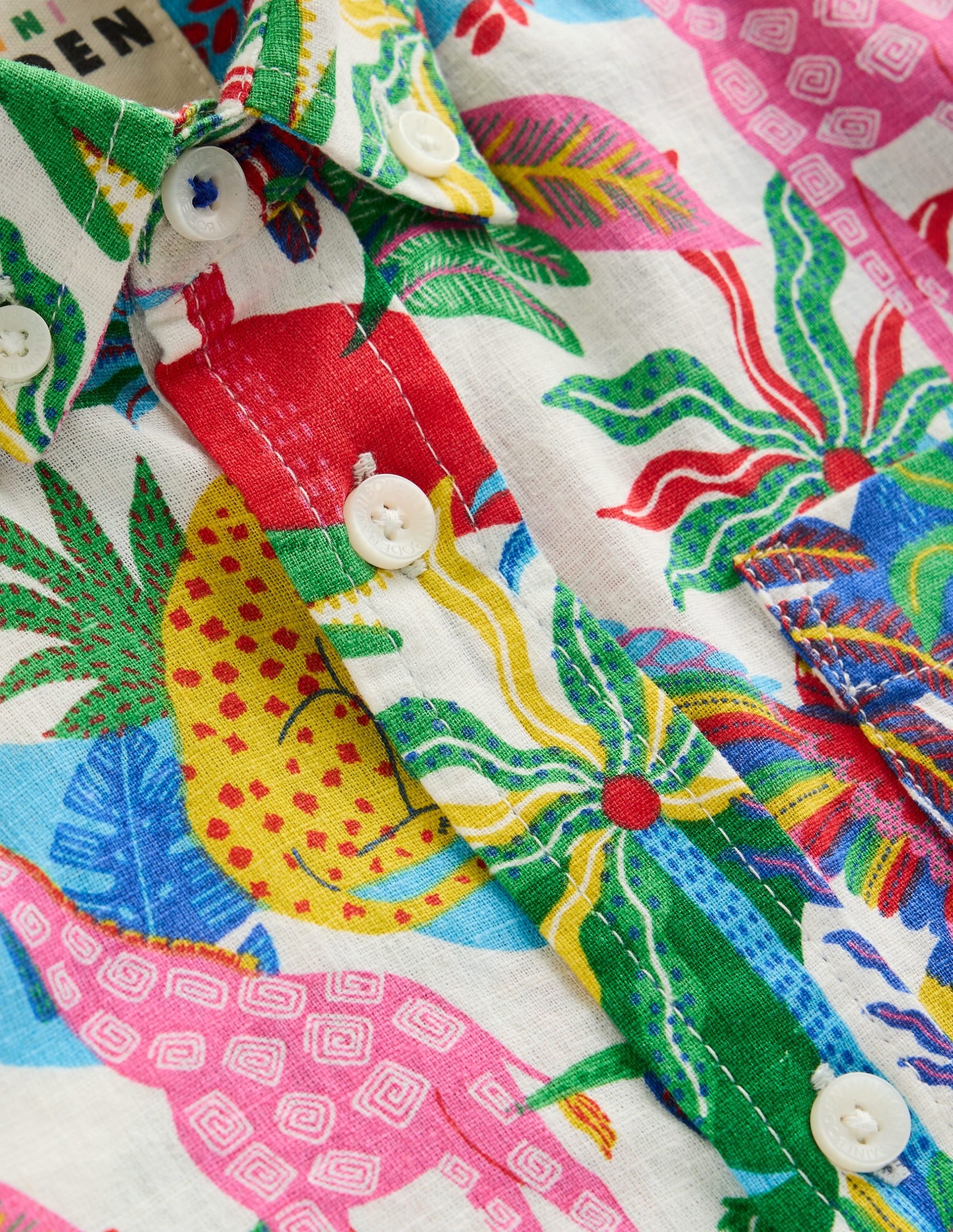 Cotton Linen Shirt-Ivory Multi Jungle - Image 6