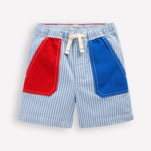 Pull-On Cotton Shorts-Hotchpotch Ticking