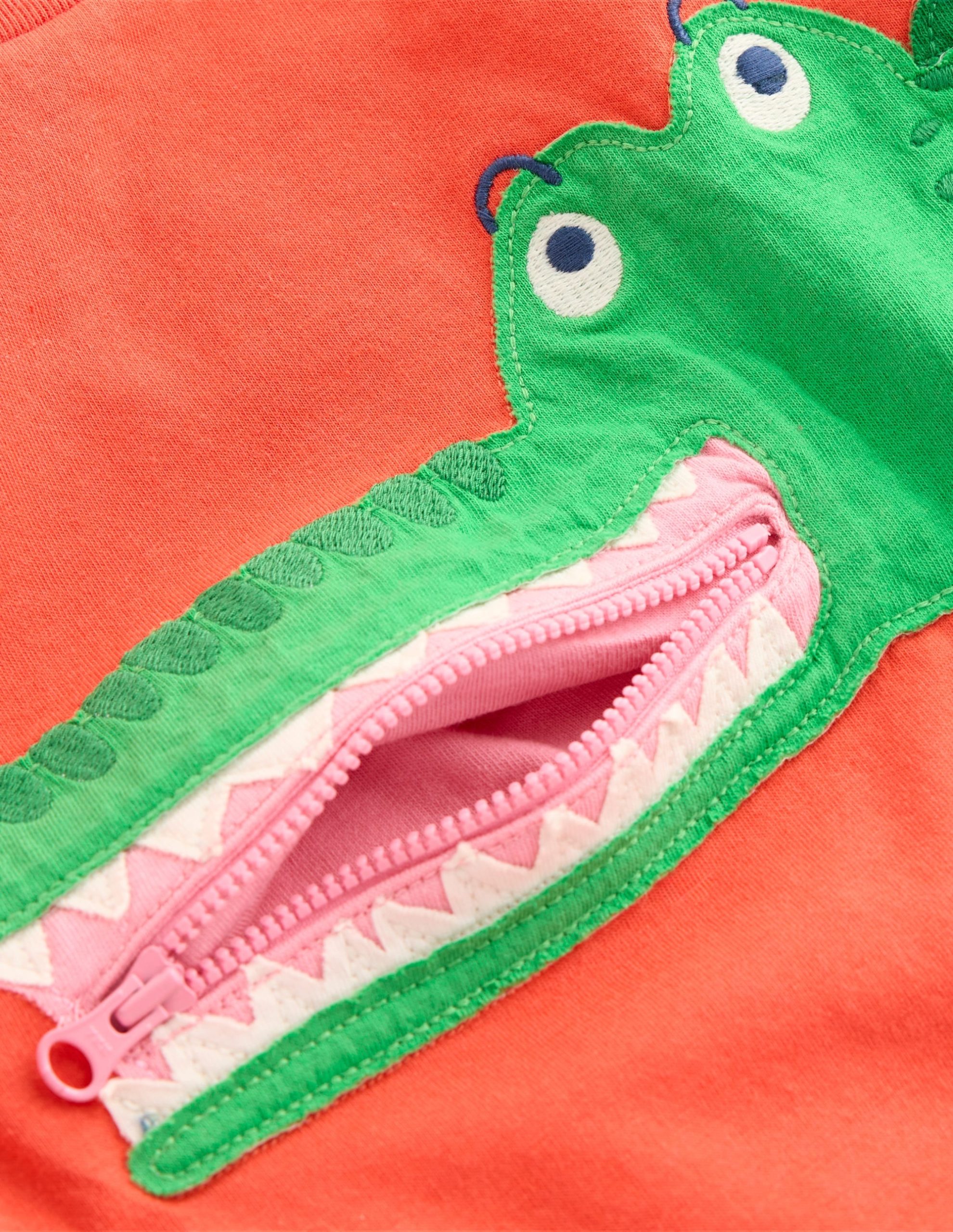 Zip Applique T-shirt-Kiln Orange Crocodile - Image 4