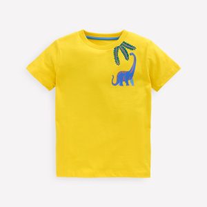 Front & Back Graphic T-shirt-Pineapple Yellow Dino