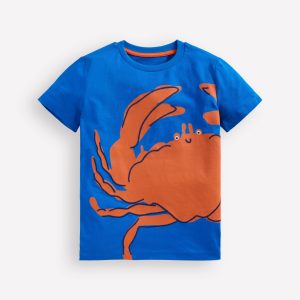 Fun Graphic T-shirt-Kingfisher Blue Crab