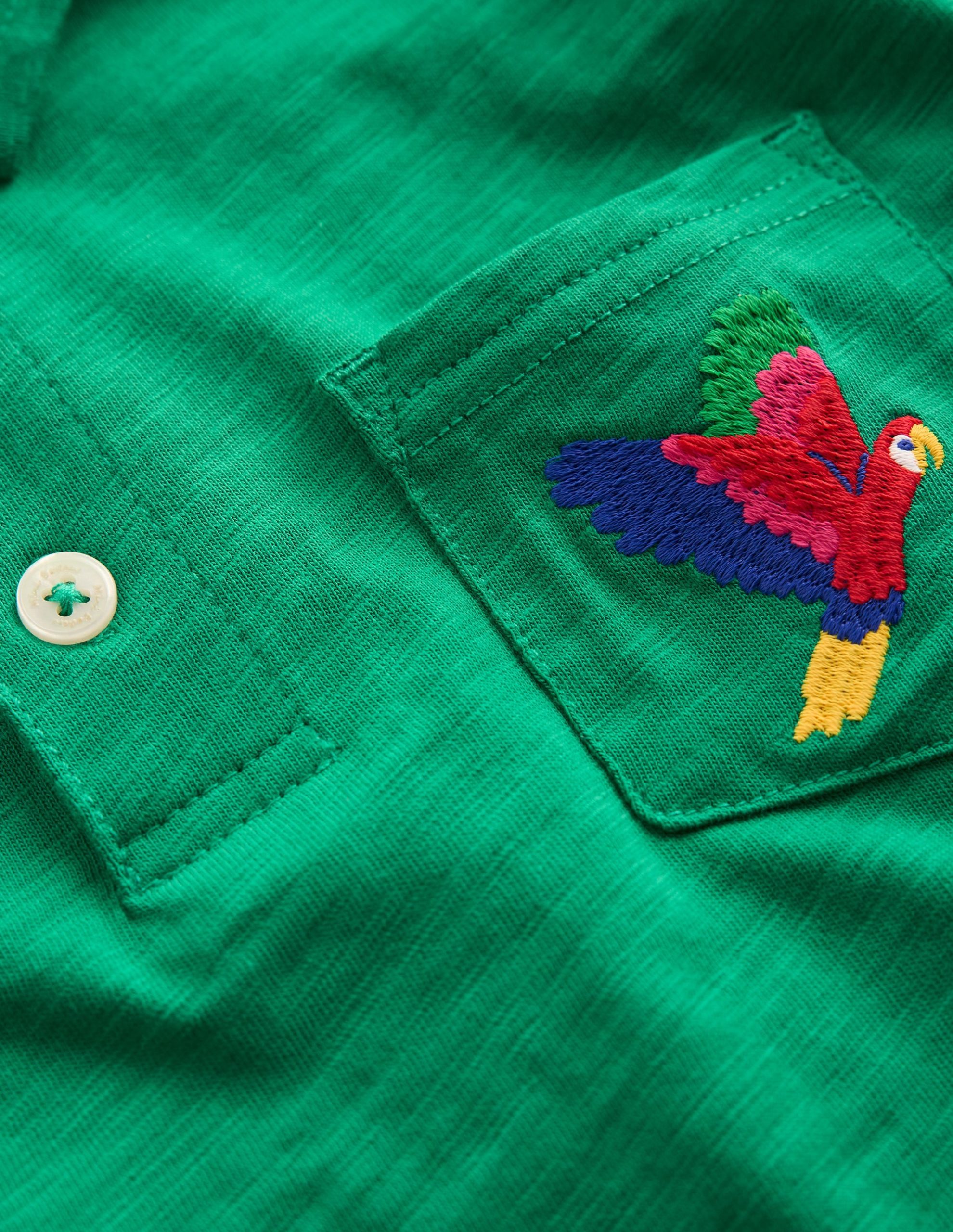 Embroidered Slub Polo Shirt-Shady Green Jungle - Image 3