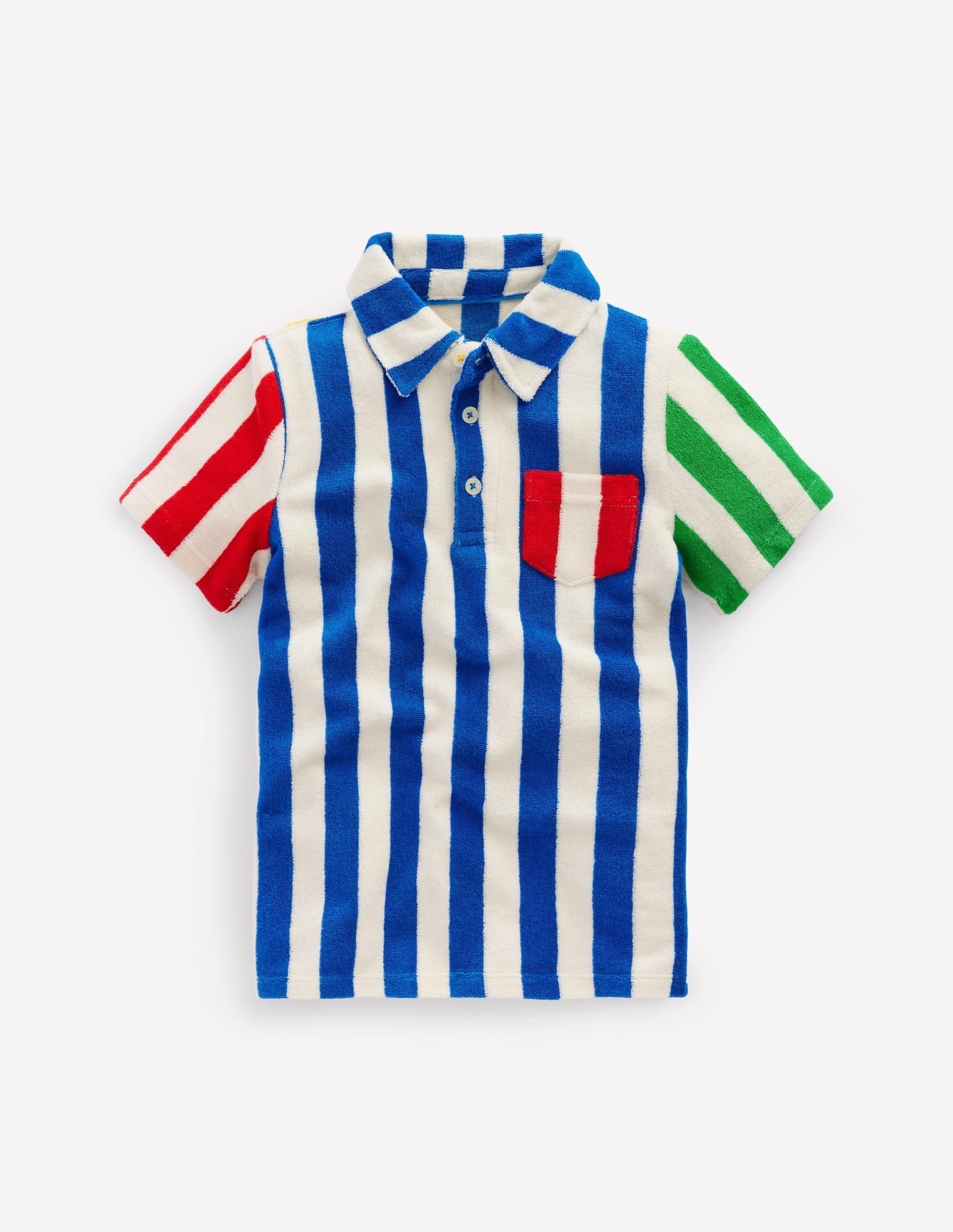 Towelling Polo Shirt-Hotchpotch Stripe - Image 3