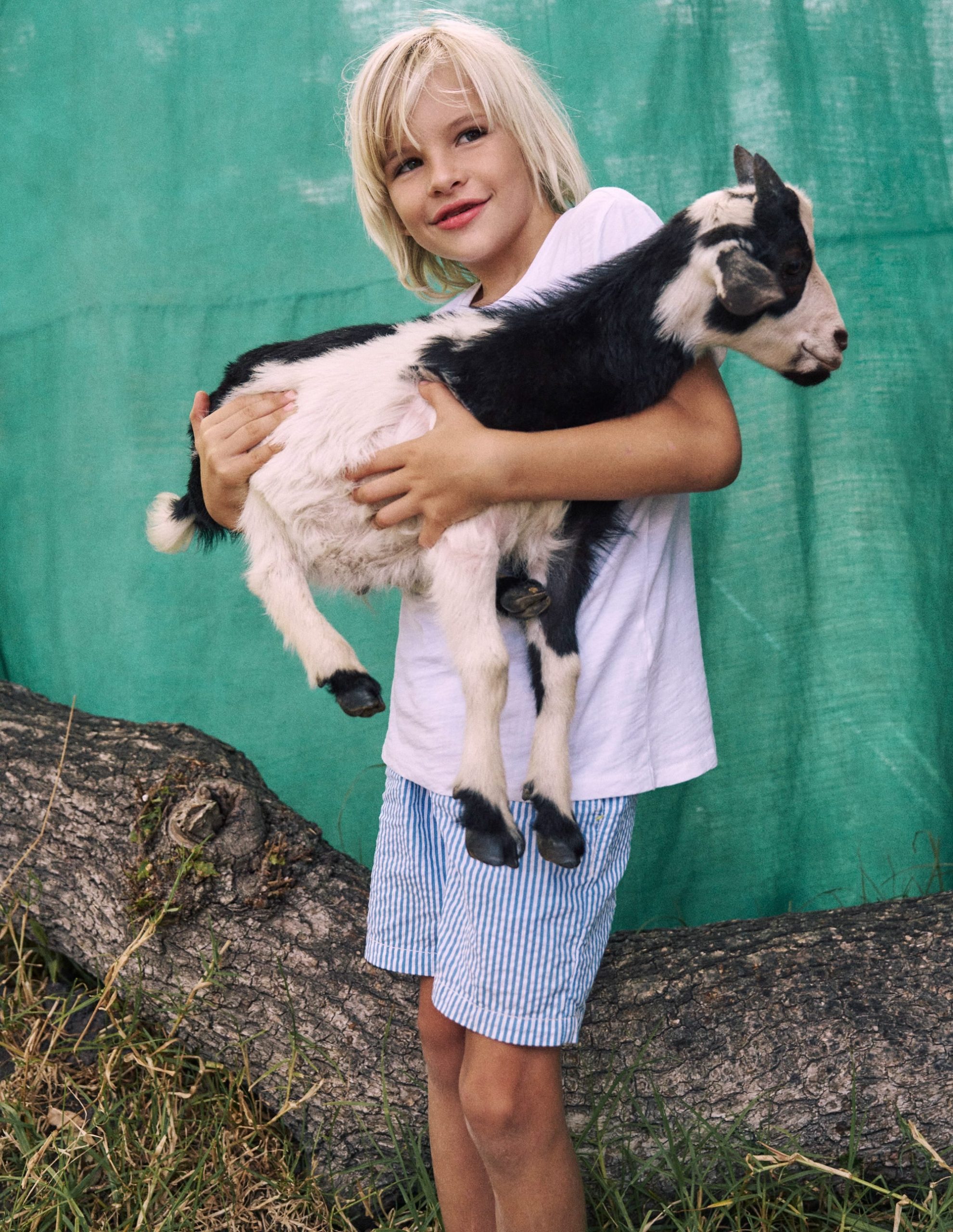 Seersucker Shorts-Blue Ticking Stripe