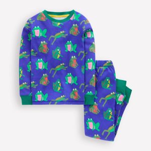 Snug Glow-In-The-Dark Pajamas-Surf The Web Frogs