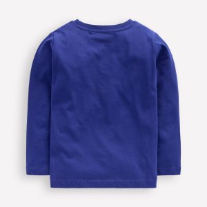 Long Sleeve Printed T-shirt-Sapphire Blue Vehicles