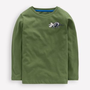 Front & Back Printed T-shirt-Green Volcano Dino