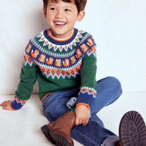 Fair Isle Jumper-Jewel Green Woodland