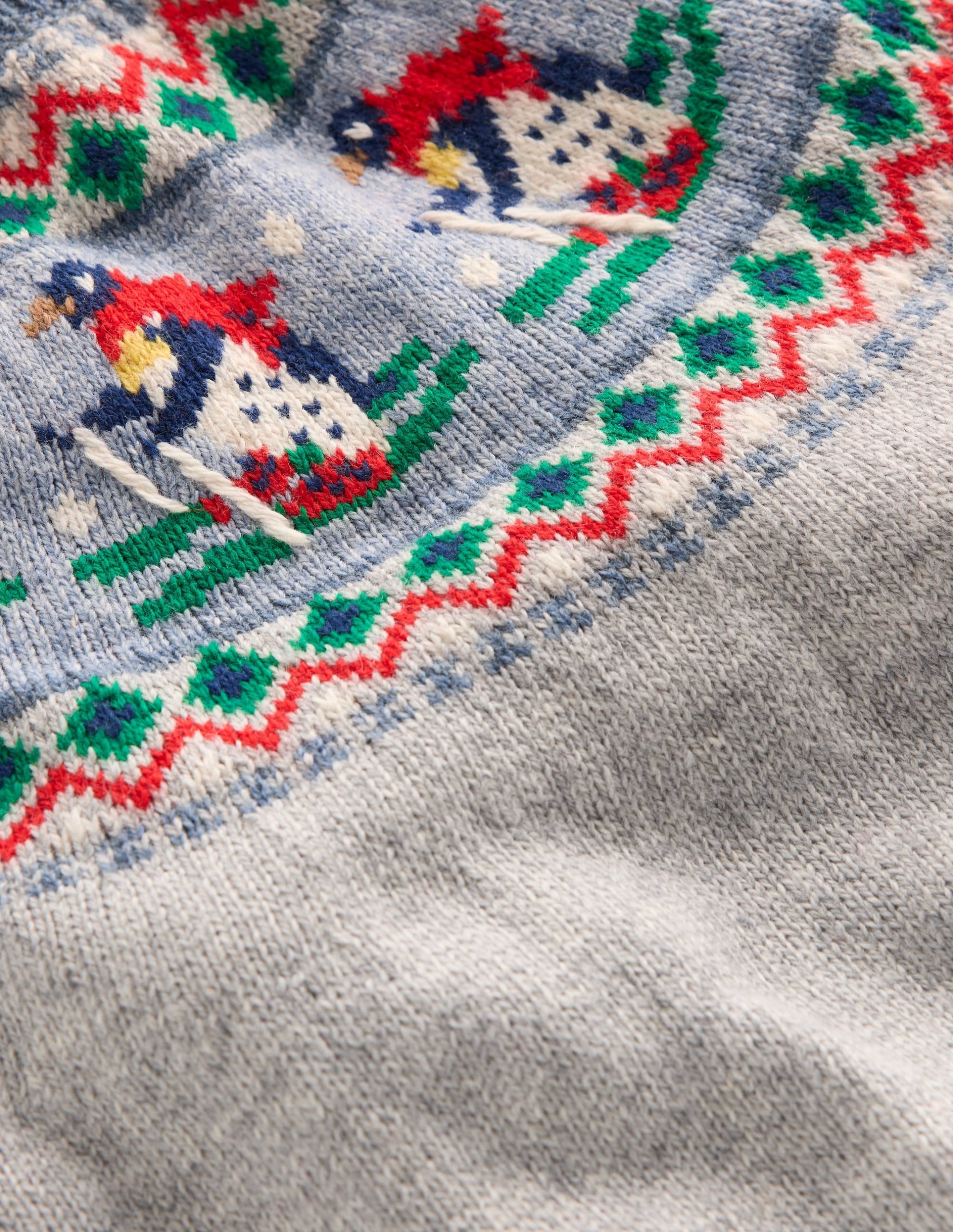 Fair Isle Jumper-Grey Marl Skiing Penguins - Image 3