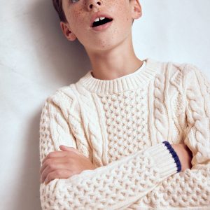 Heritage Cable Jumper-Ecru Marl