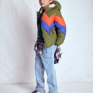 2-in-1 Padded Coat-Chestnut Chevron