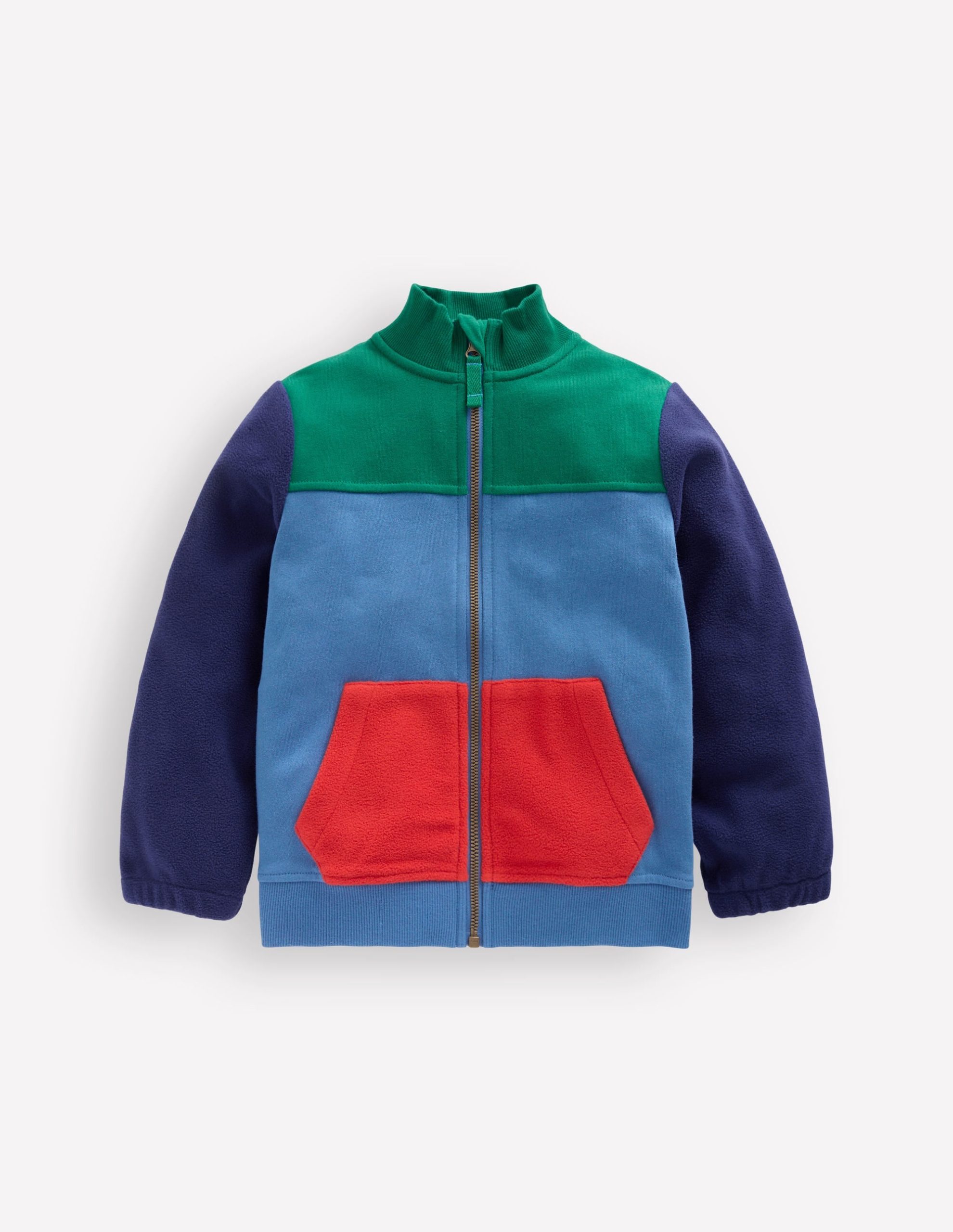 Cosy Zip Through Sweatshirt-Blue River Colourblock