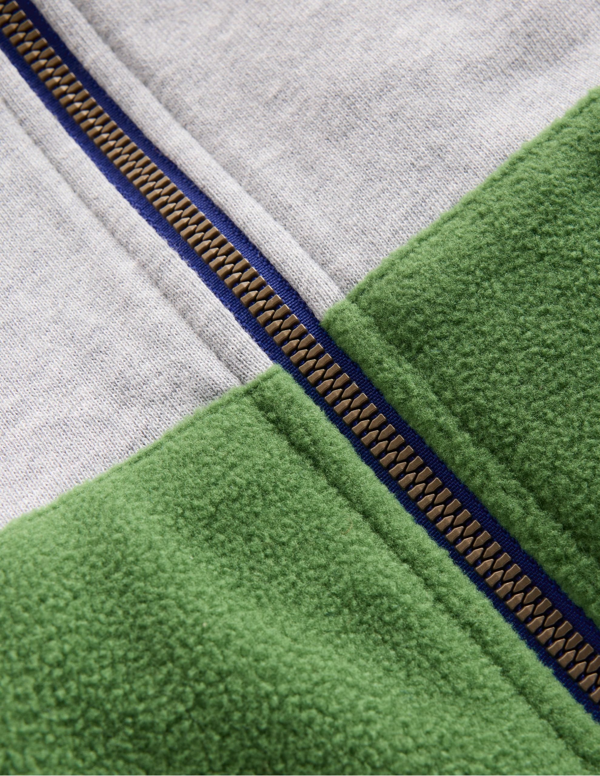 Cosy Zip Through Sweatshirt-Grey Marl Colourblock - Image 3