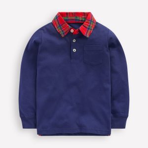 Long Sleeve Smart Polo Shirt-French Navy