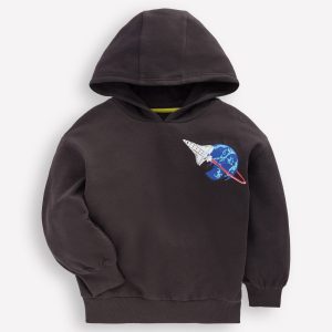 Front and Back Hoodie-Charcoal Space