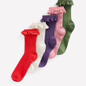 5-Pack Frilly Socks-Autumn Multi