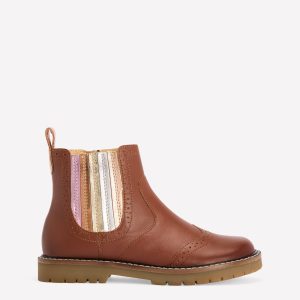 Leather Chelsea Boots-Metallic Tan