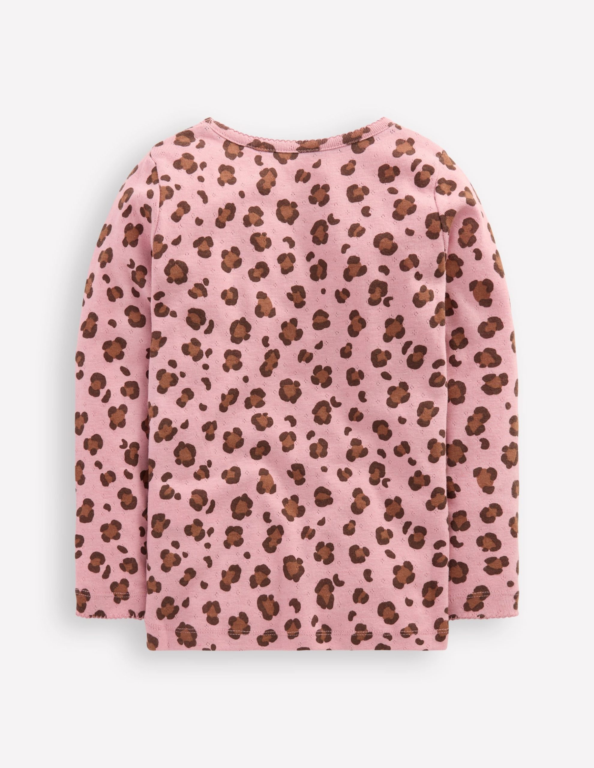 Long Sleeve Pointelle Top-Vintage Pink Leopard - Image 2