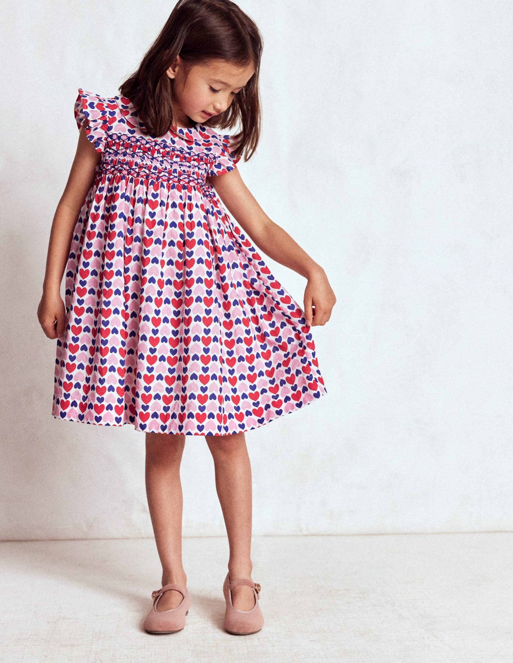 Adeline Smocked Dress-Poppy Red Geo Heart - Image 4