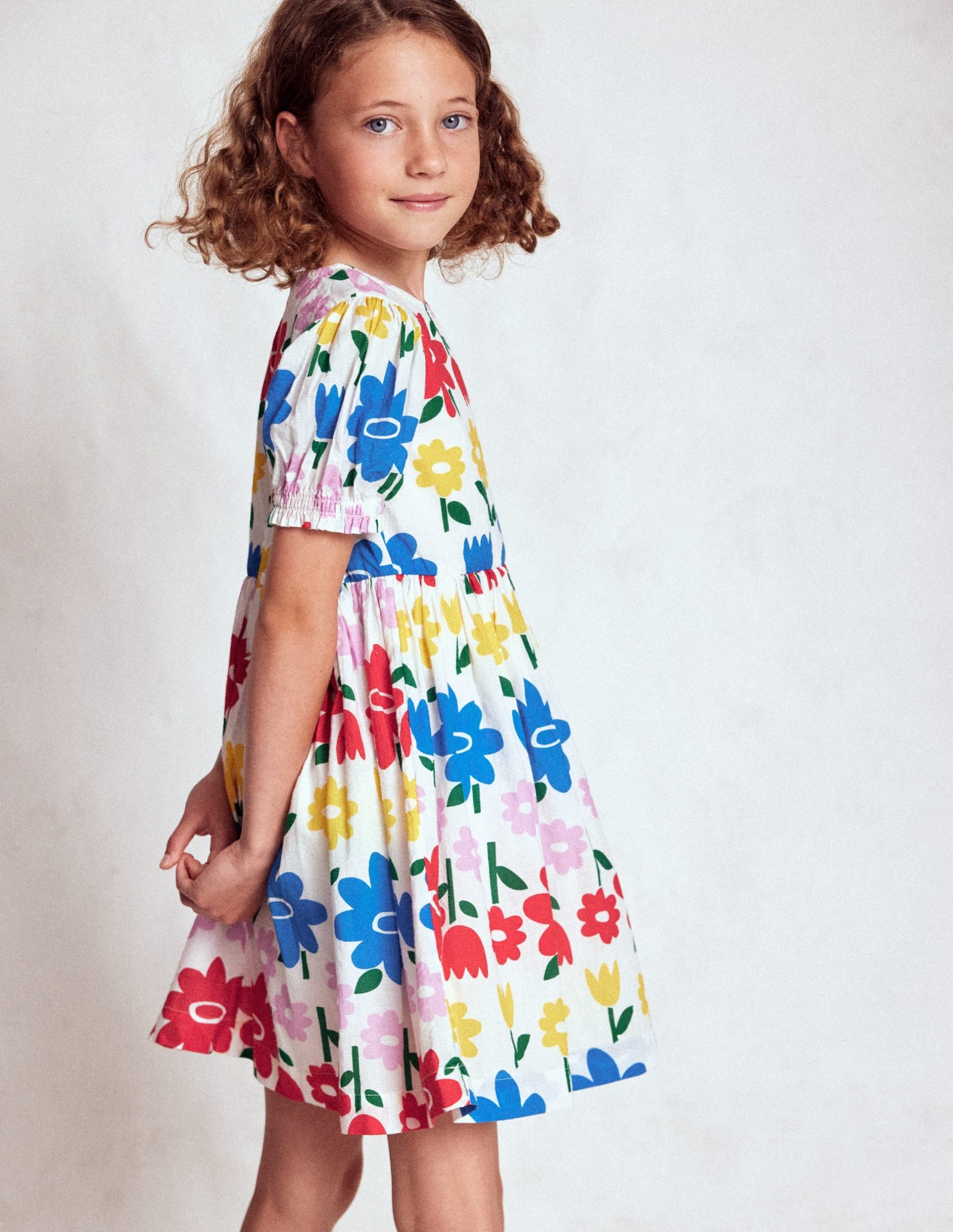 Madeline Woven Dress-Multi Rainbow Flower - Image 3
