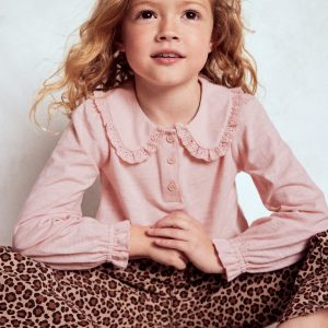 Collared Slub Top-Chalk Pink