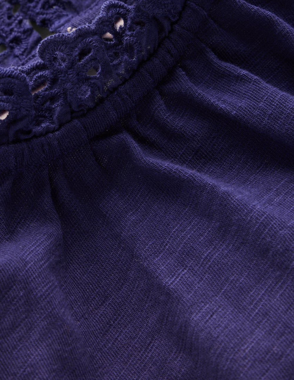 Broderie Trim Jersey Top-Starboard Blue - Image 4