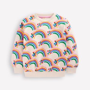 Printed Sweatshirt-Oatmeal Marl Rainbow Hearts