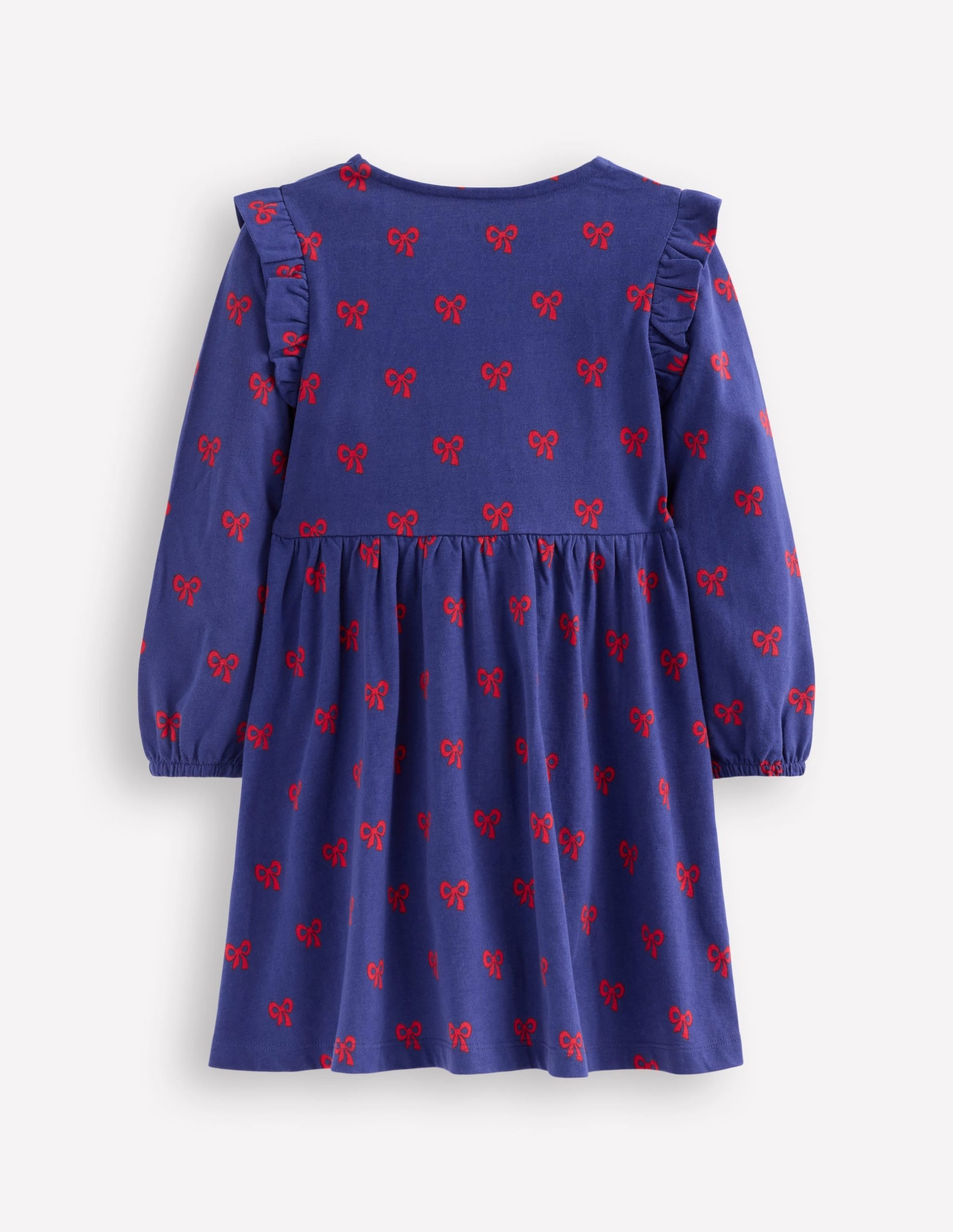 Posie Long Sleeve Jersey Dress-Starboard Blue Tiny Bows - Image 2