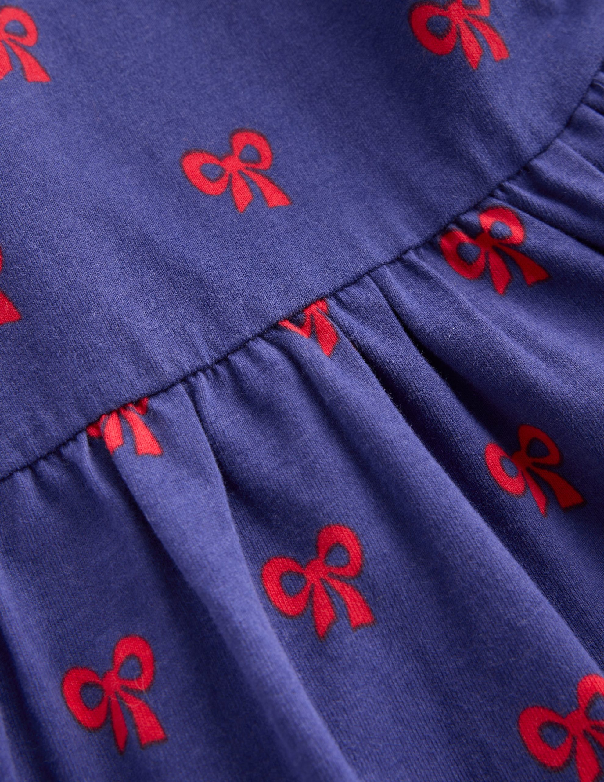 Posie Long Sleeve Jersey Dress-Starboard Blue Tiny Bows - Image 3