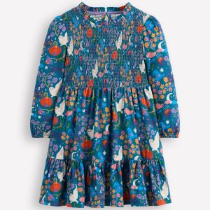 Aurora Long Sleeve Dress-Deep Sea Blue Spooky Toile