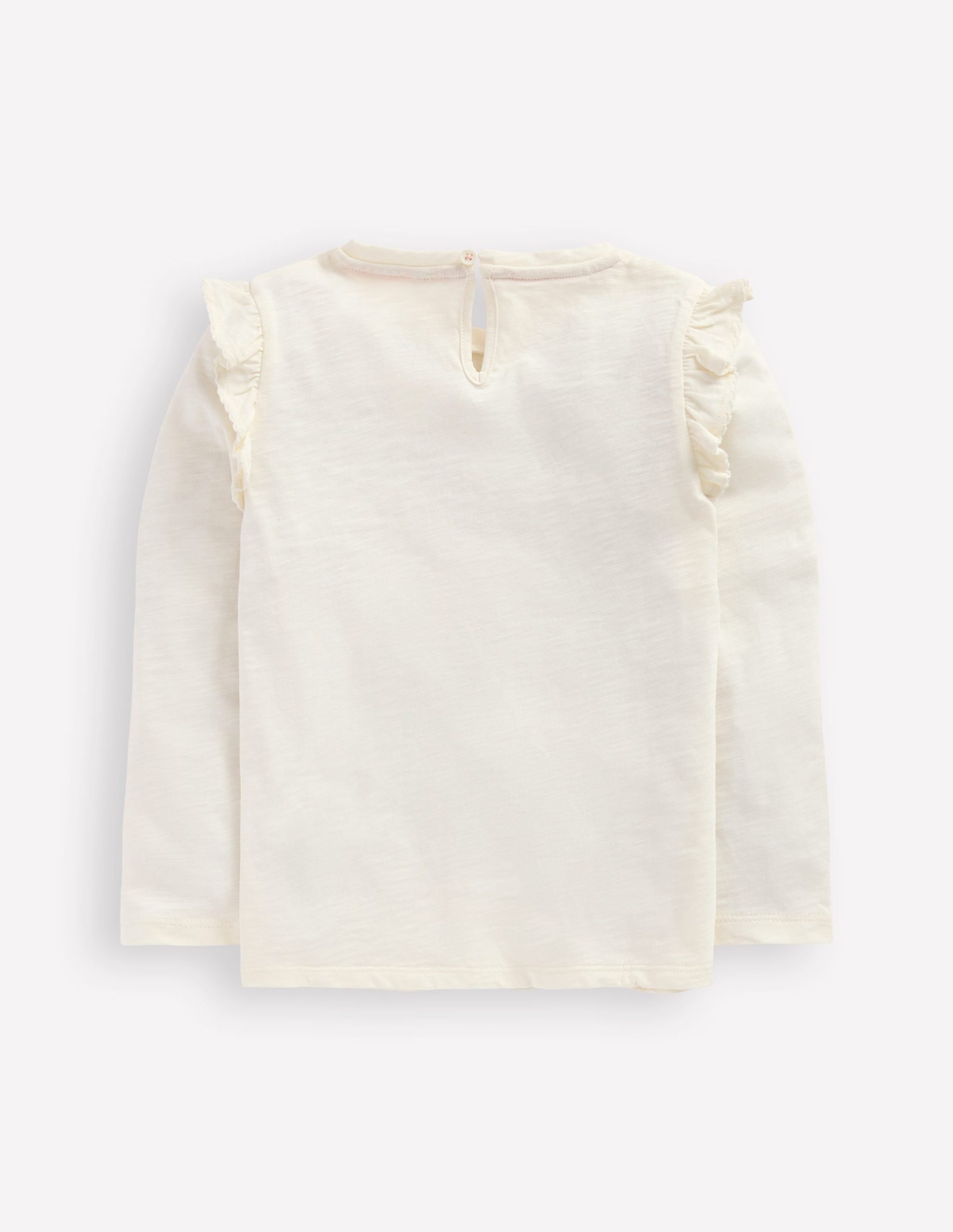 Frill Sleeve Slub Top-Soft Ivory - Image 5
