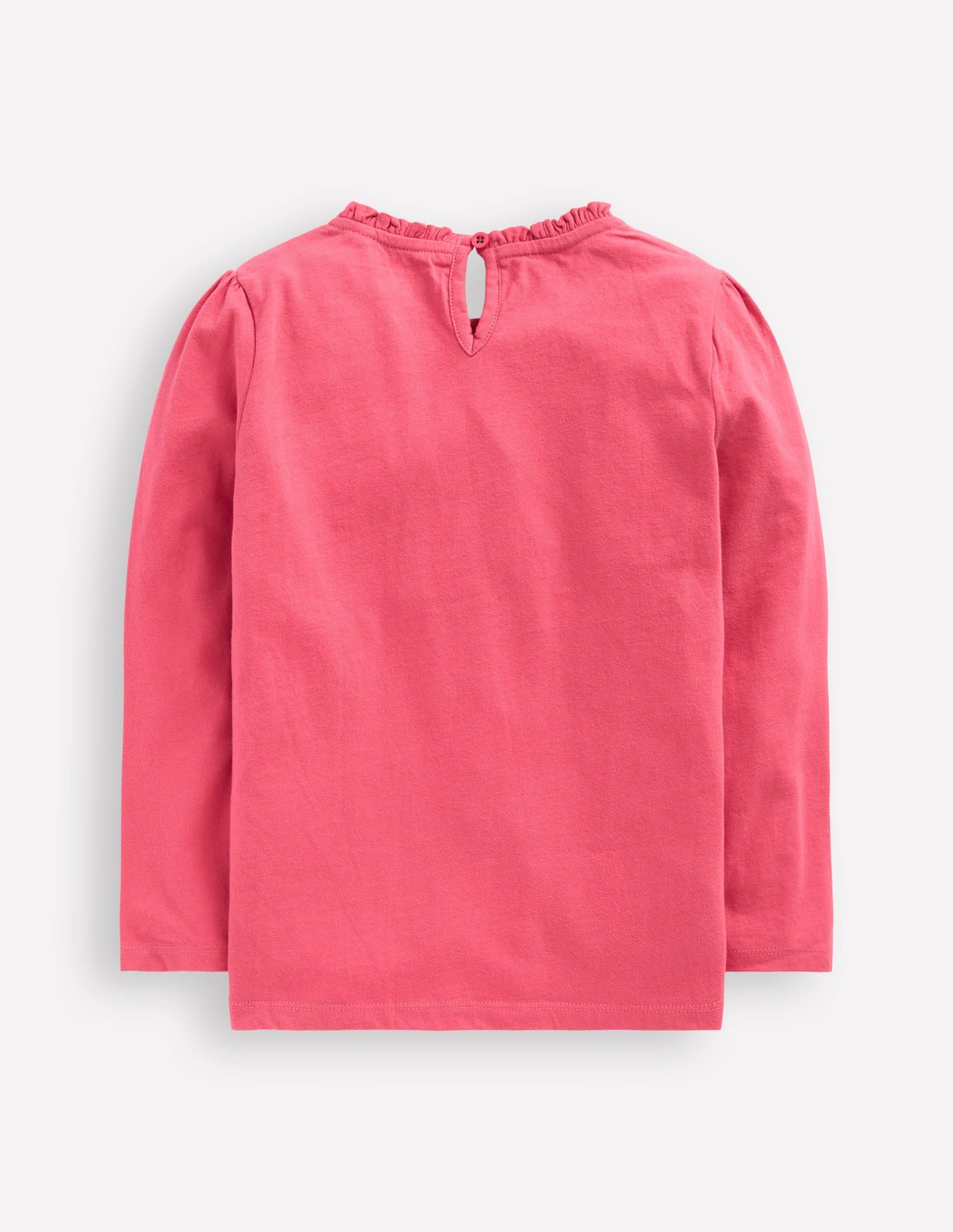 Frill Neck Appliqu?? T-shirt-Rose Pink Dinosaurs - Image 2